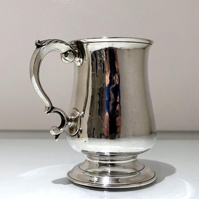 Mid-18th Century Antique George II Sterling Silver 3/4 Pint Mug Newcastle, 1759 For Sale 1