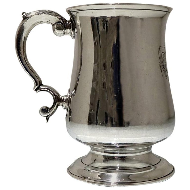 Mid-18th Century Antique George II Sterling Silver 3/4 Pint Mug Newcastle, 1759 For Sale