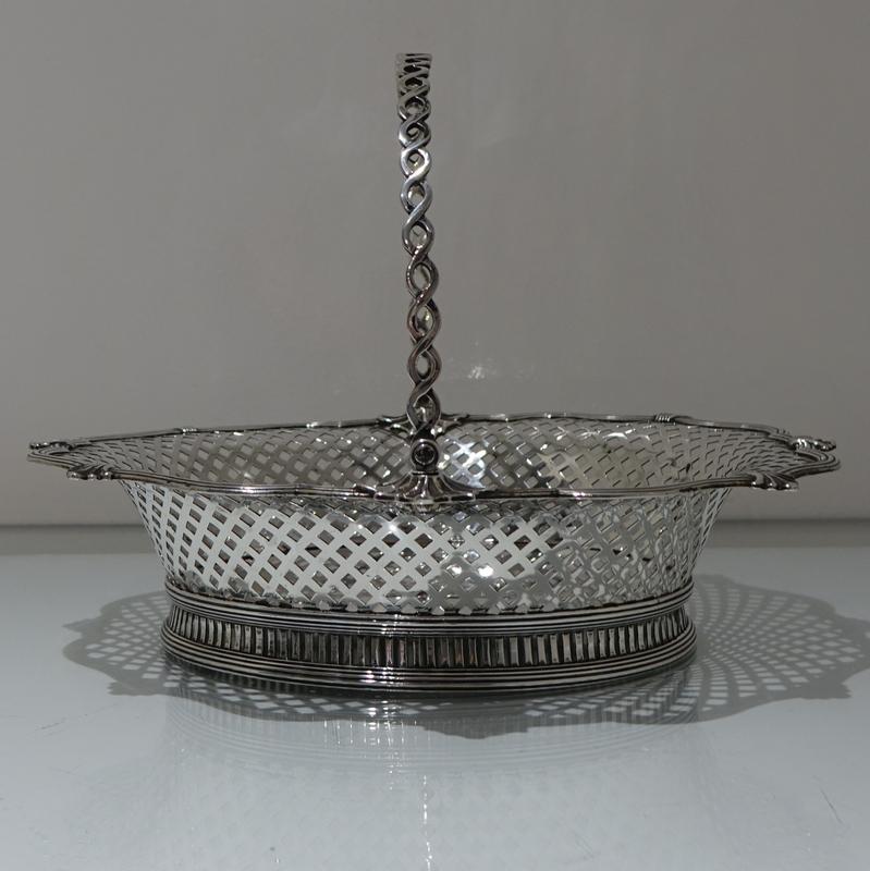 18th Century and Earlier Mid-18th Century Antique George II Sterling Silver Cake Basket London 1751 Edwar For Sale