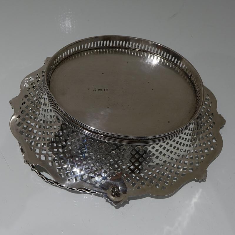 Mid-18th Century Antique George II Sterling Silver Cake Basket London 1751 Edwar For Sale 2