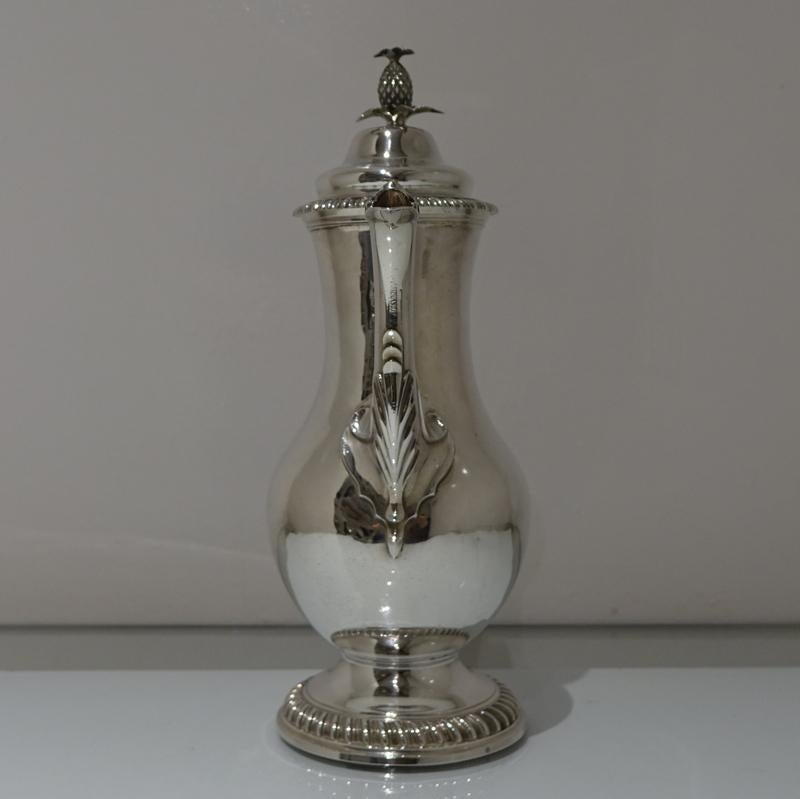 Mid-18th Century Antique George III Sterling Silver Coffee Pot, London, Rober For Sale 9