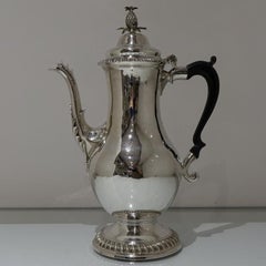 Mid-18th Century Antique George III Sterling Silver Coffee Pot, London, Rober