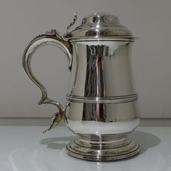 Mid-18th Century Antique George III Sterling Silver Tankard & Cover London 1765