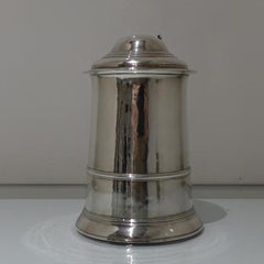 Mid-18th Century Antique George III Sterling Silver Tankard & Cover London 1766