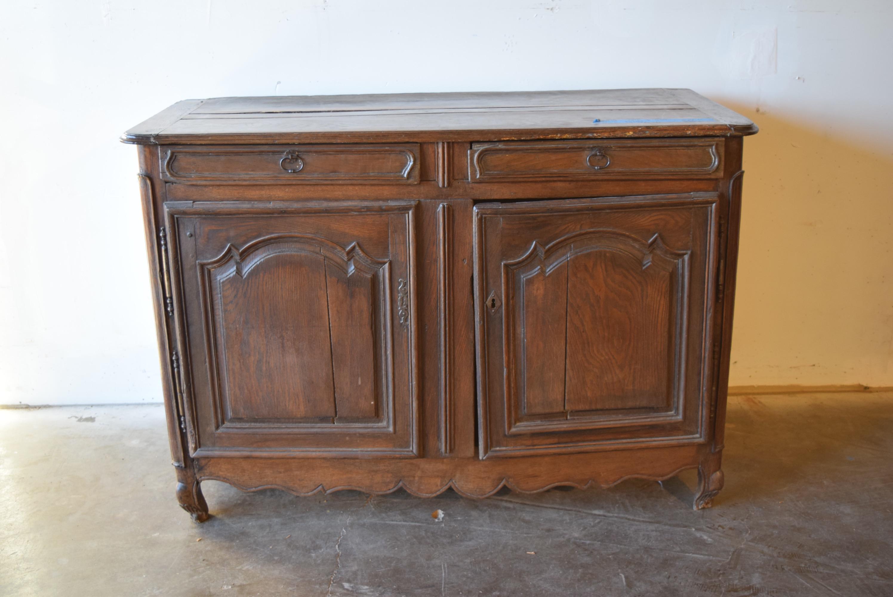 Mid 18th Century Antique Louis XV Fruitwood Buffet In Good Condition For Sale In Sheridan, CO