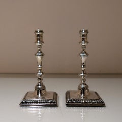 Antique Sterling Silver Pair of Tapersticks London 1764 William Cafe