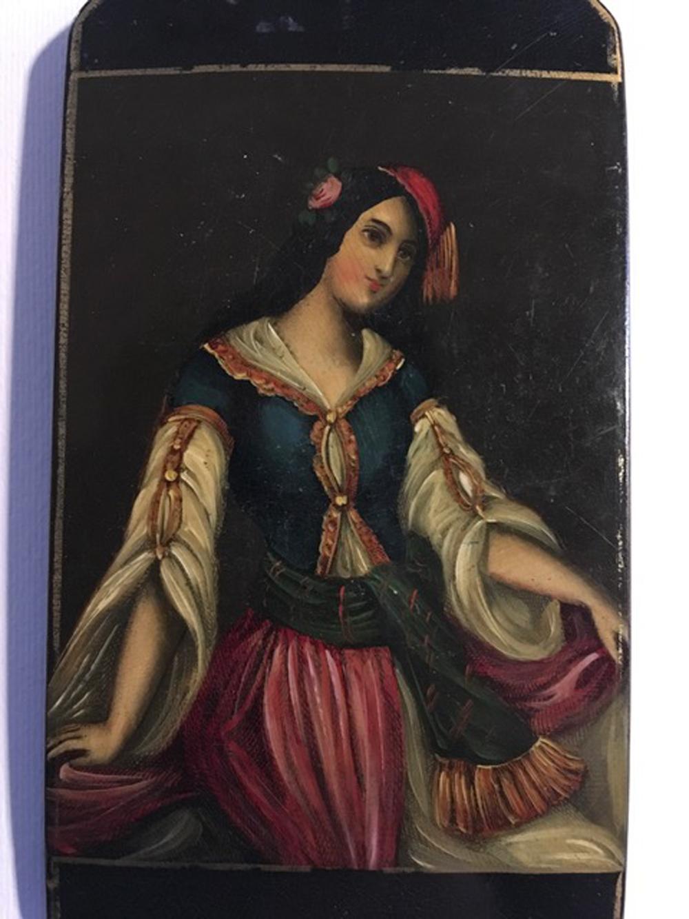 Autrichien Autriche Boîte à portrait en bois laqué du milieu du 18e siècle en vente