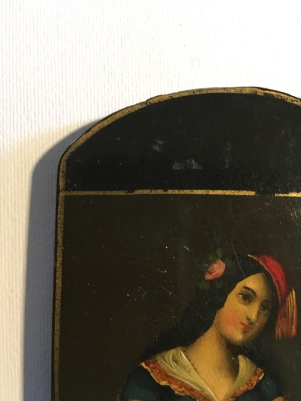Austria Mid-18th Century Lacquered Portrait Wood Box For Sale 2