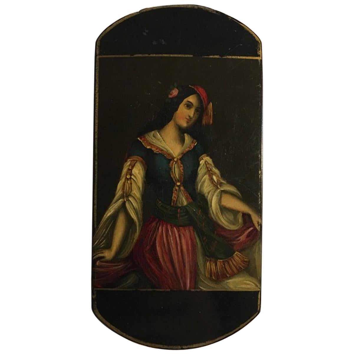 Austria Mid-18th Century Lacquered Portrait Wood Box For Sale
