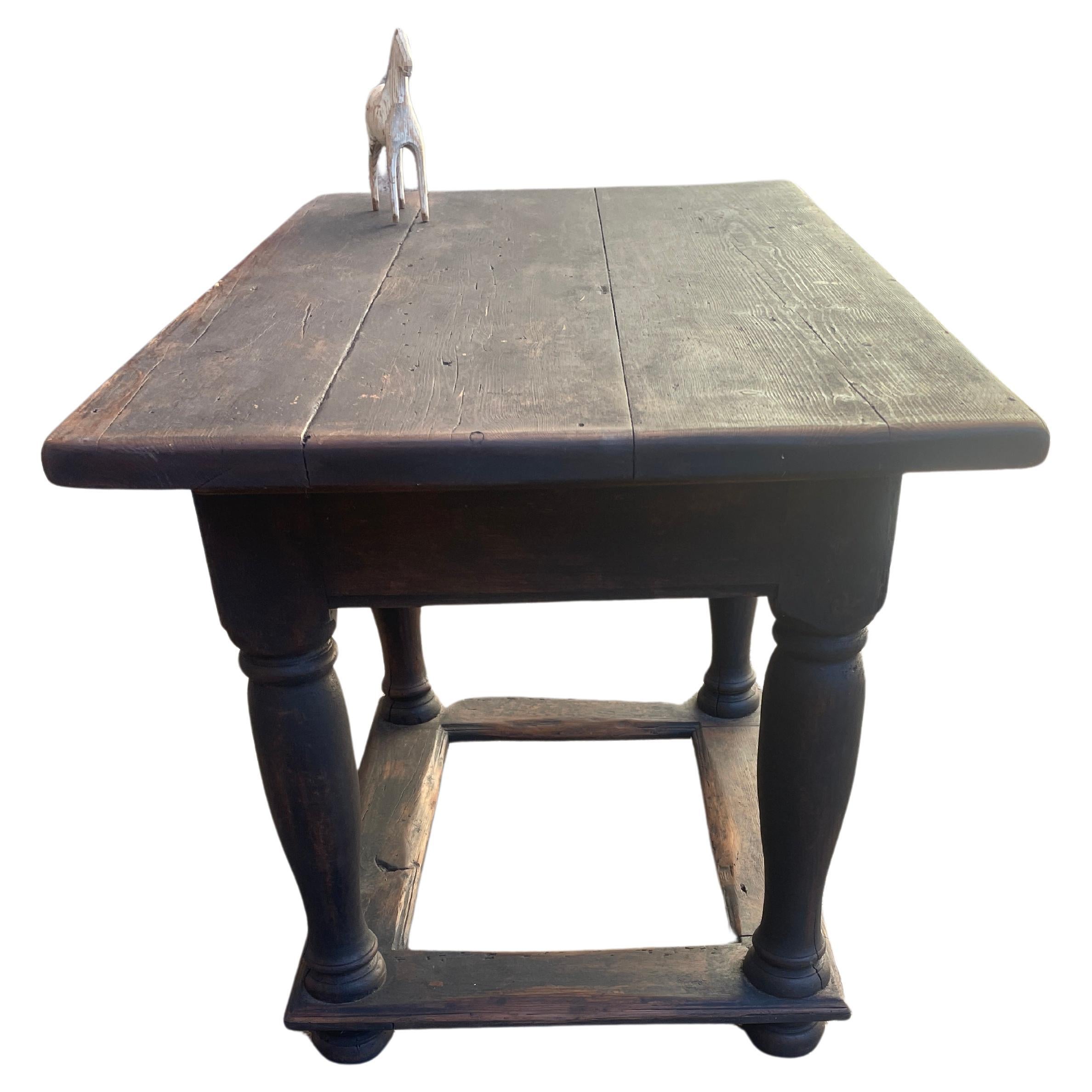 Wood Mid 18th Century Baroque Black Painted Rectangular Table, Sweden For Sale