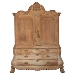 Mid 18th Century Bleached Oak Dutch Cabinet on Chest