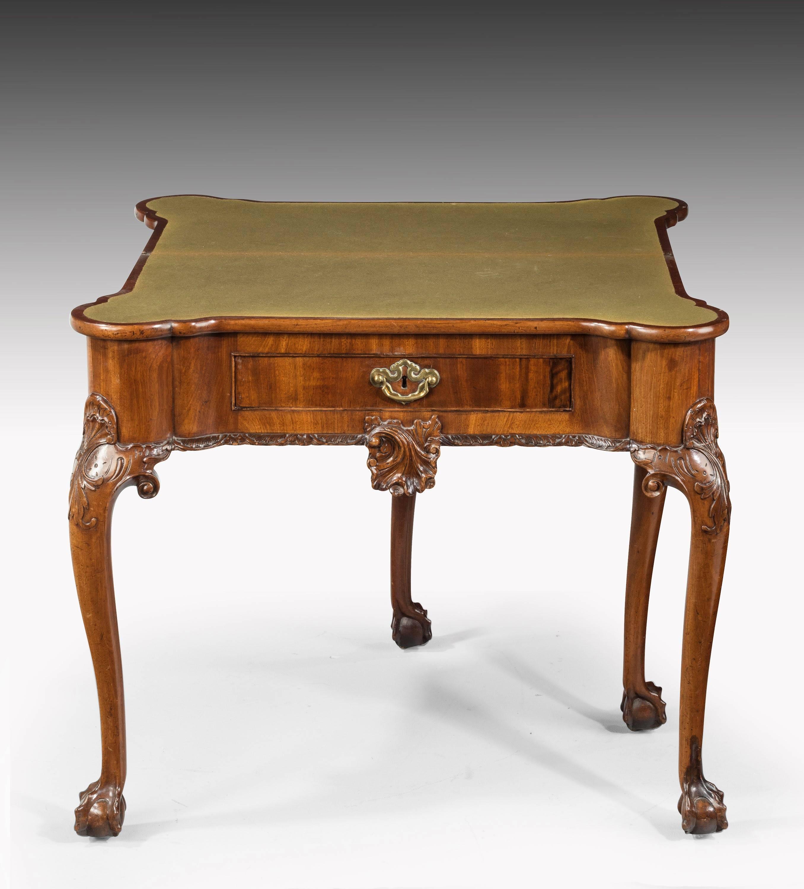 Mid-18th Century Card Table the Lappet Corners with Double Mouldings 2