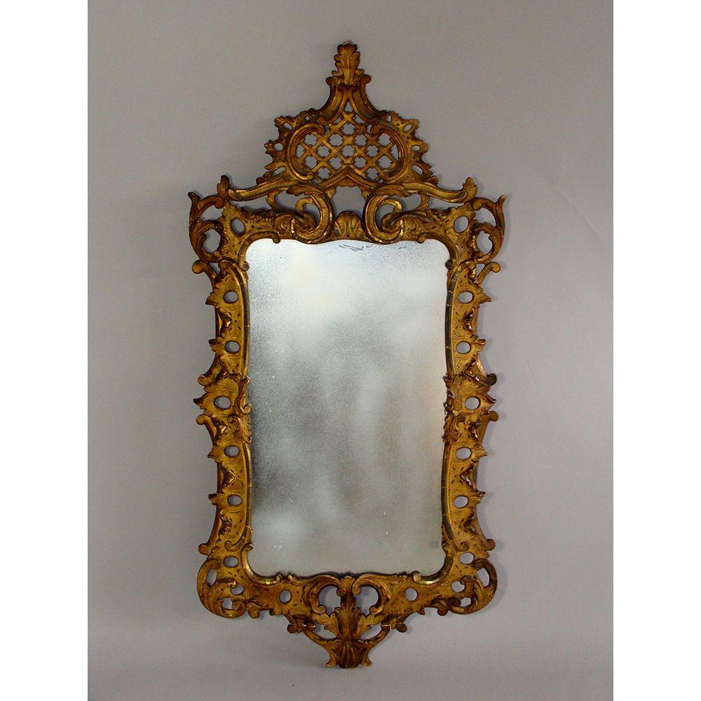 English Mid-18th Century Carved Giltwood Mirror