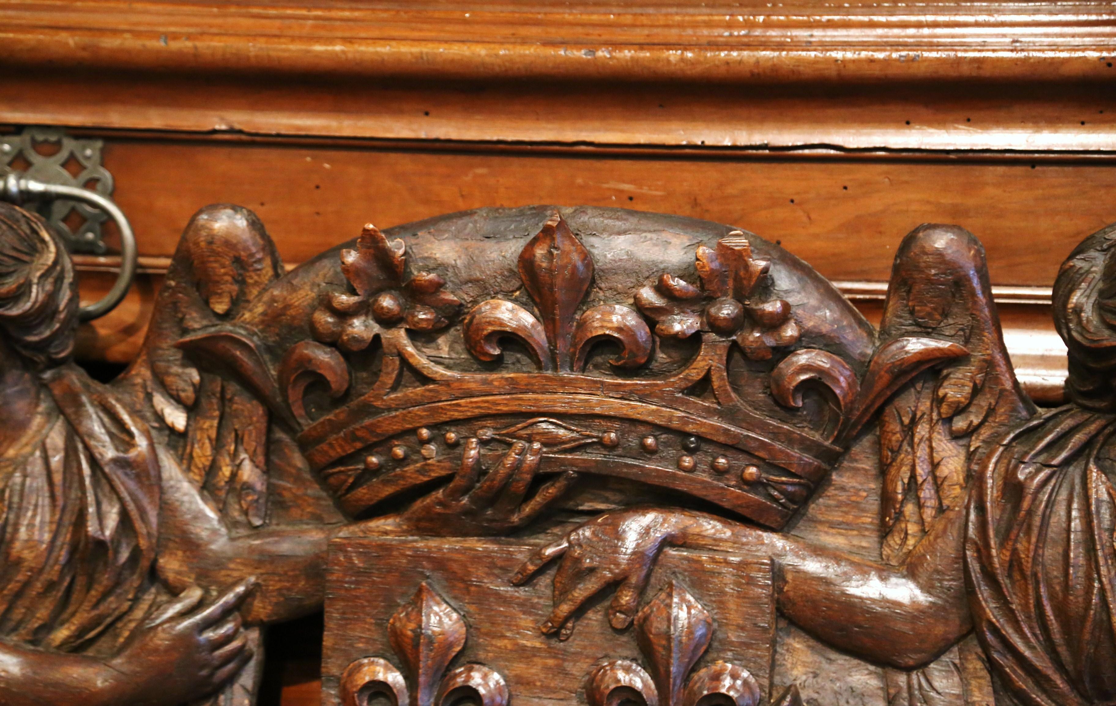 Mid-18th Century Carved Oak Wall Sculpture with Kingdom of France Coat of Arms 2