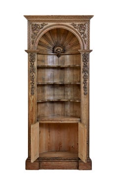 Mid 18th Century carved pine dome top fitted cabinet
