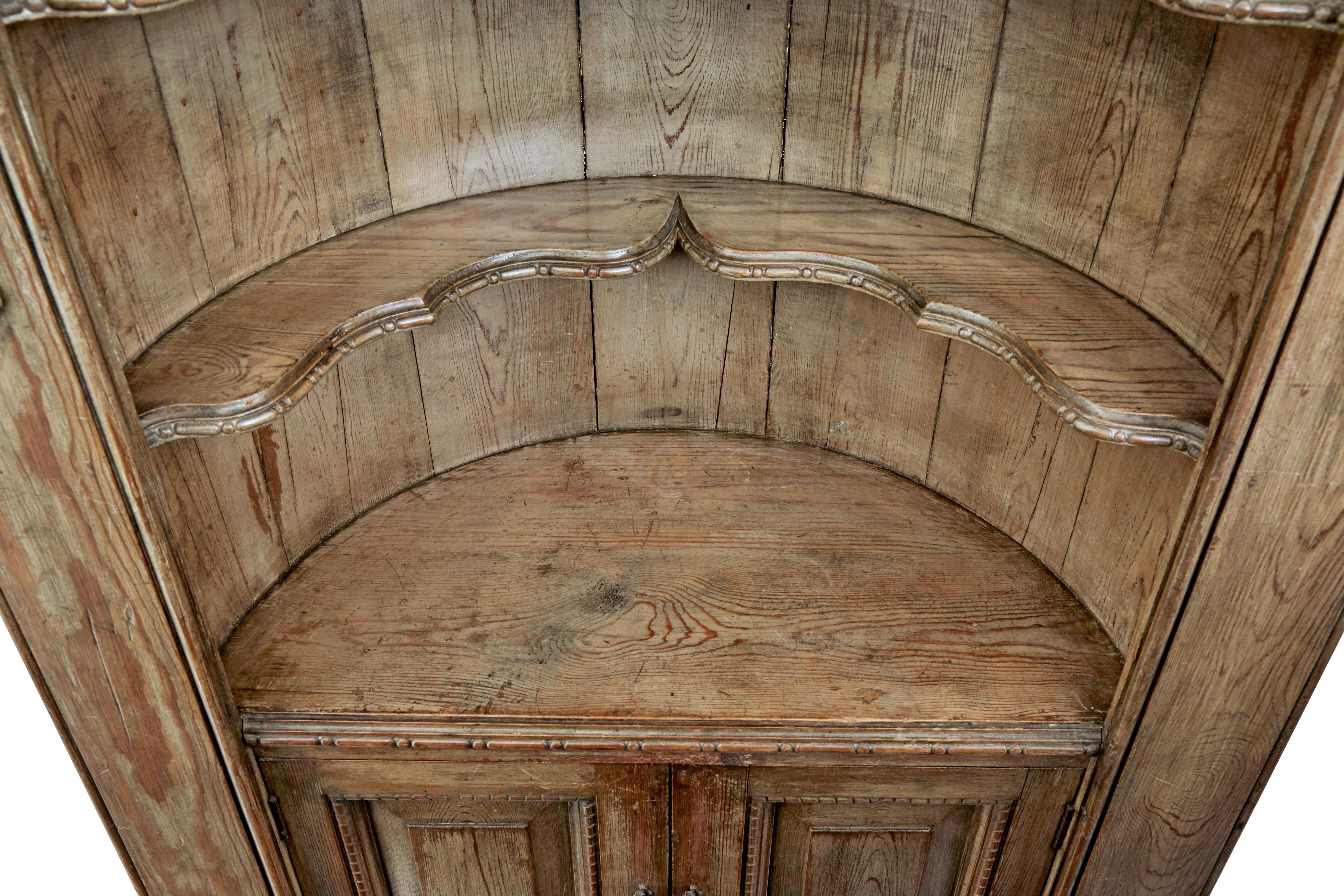 Hand-Carved Mid-18th Century Carved Pine Dome Top Fitted Cabinet