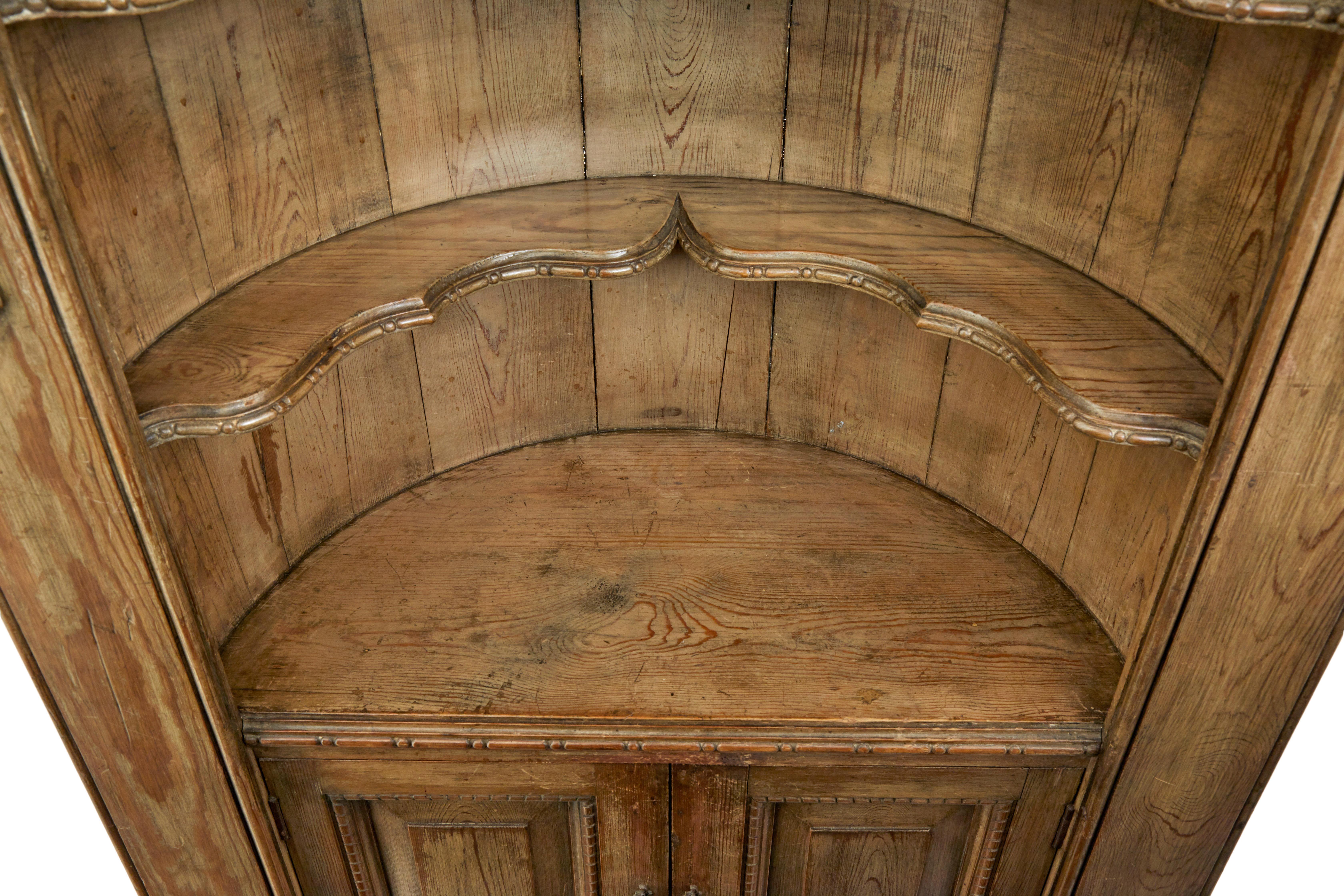 Mid 18th century carved pine dome top fitted cabinet In Good Condition For Sale In Debenham, Suffolk