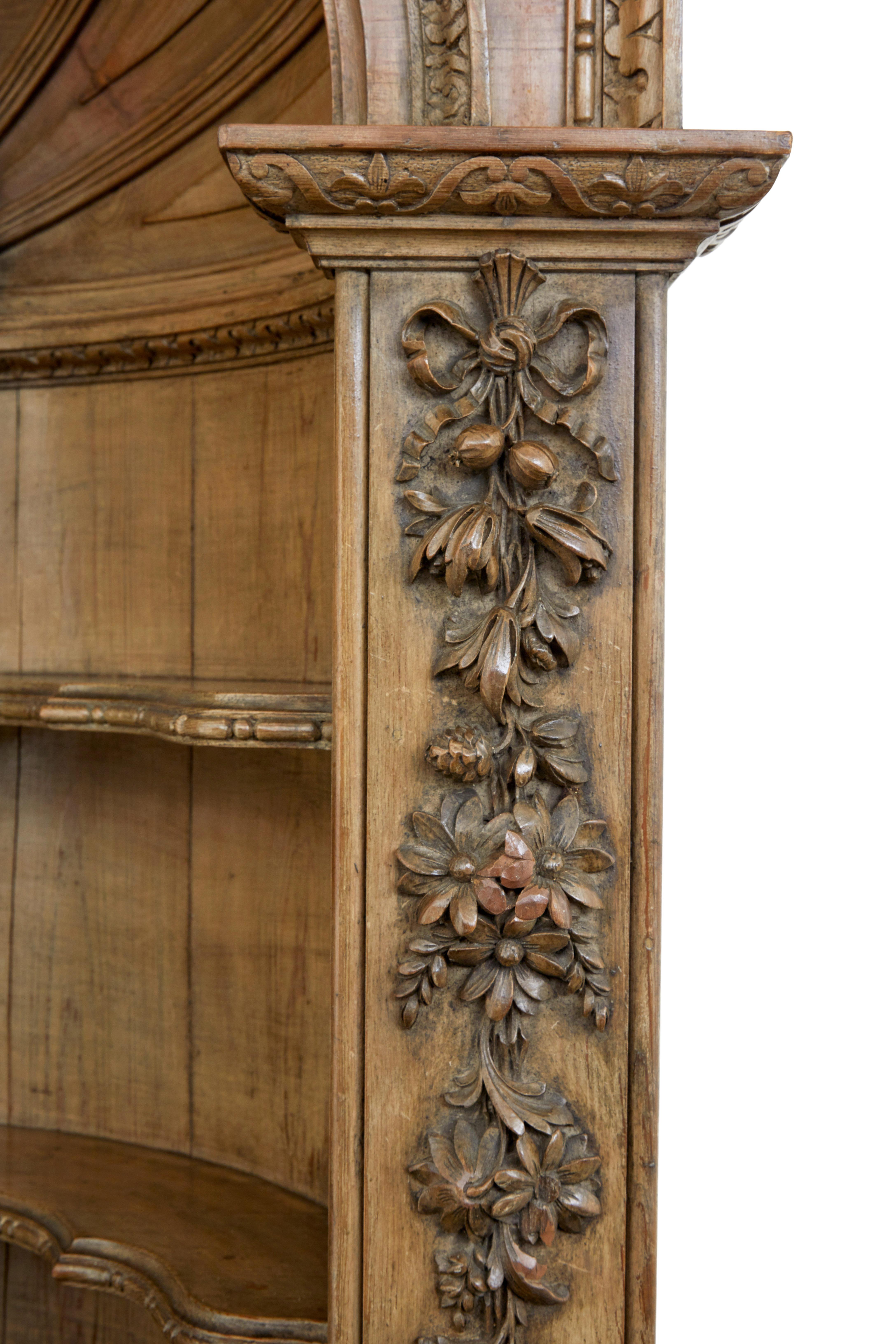 Pine Mid 18th century carved pine dome top fitted cabinet For Sale