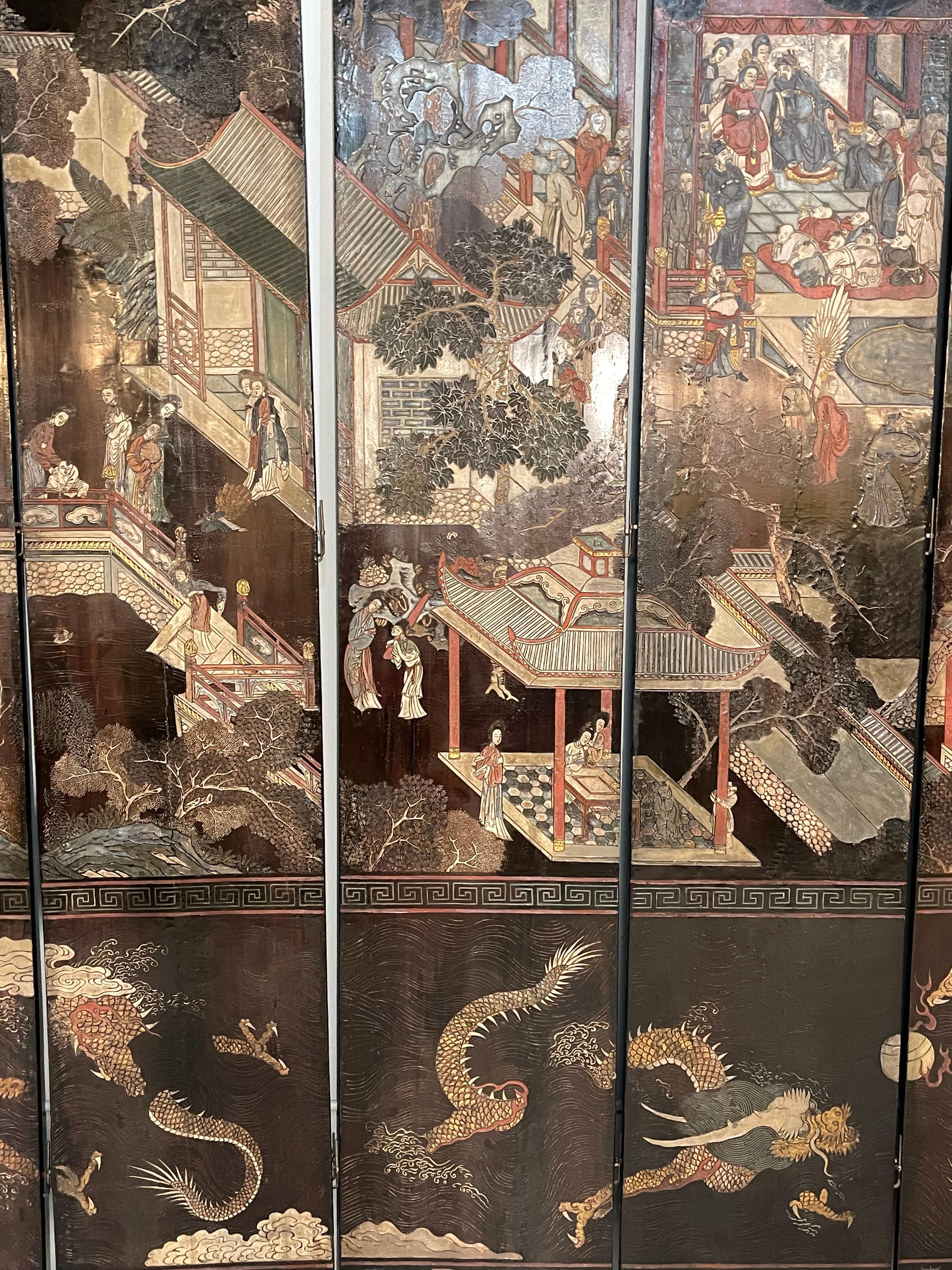 Mid-18th Century Chinese Coromandel Ten Fold Screen / Room Divider 5