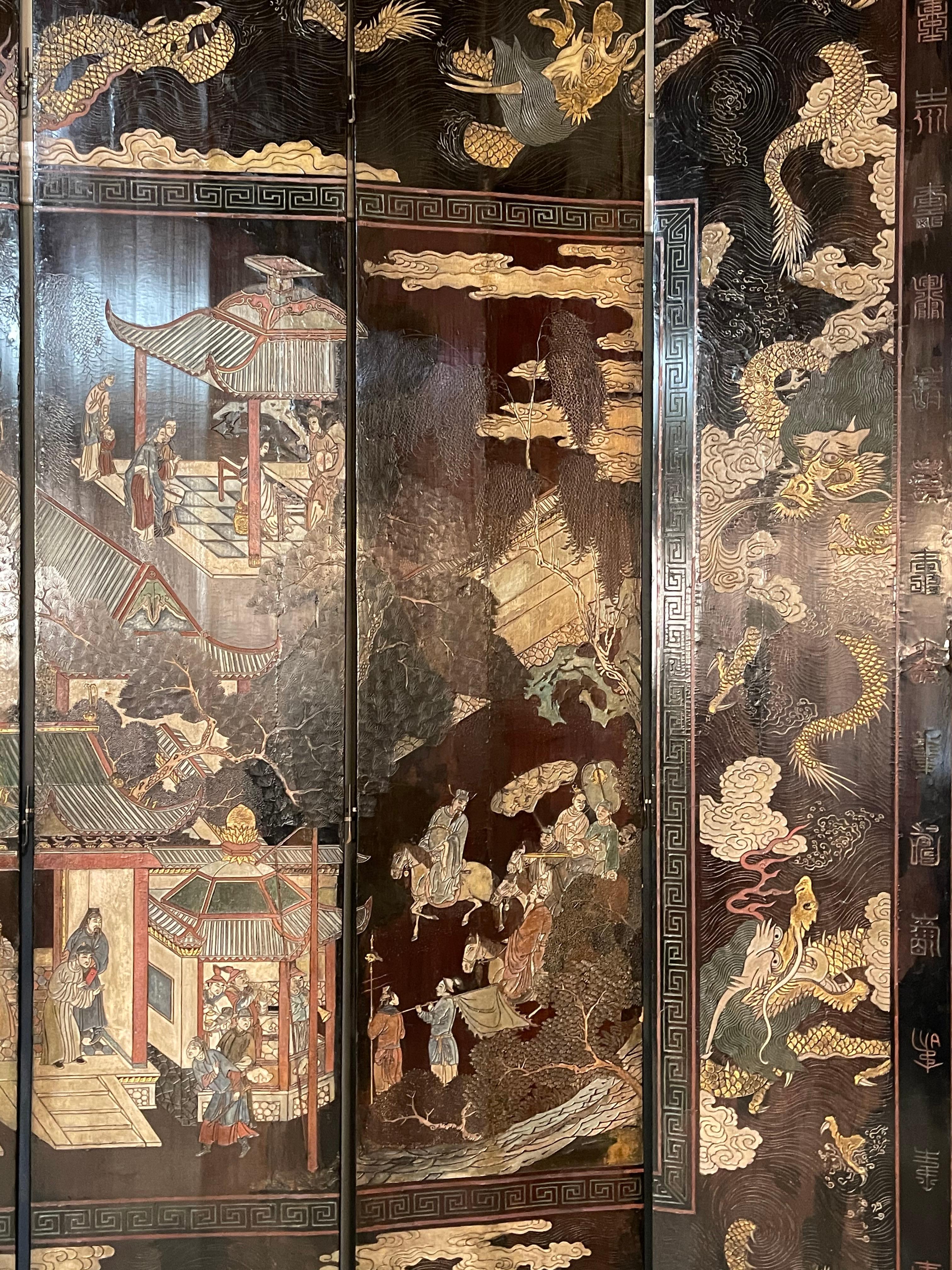 Mid-18th Century Chinese Coromandel Ten Fold Screen / Room Divider 6