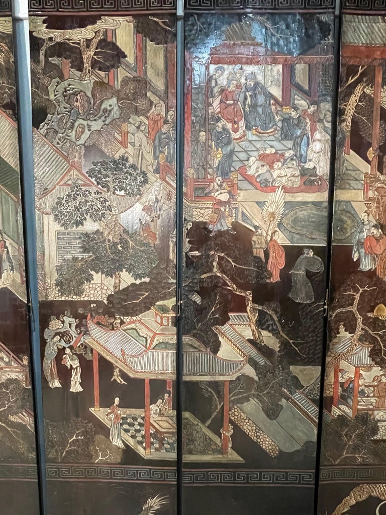 Chinese Export Mid-18th Century Chinese Coromandel Ten Fold Screen / Room Divider
