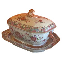 Mid 18th Century Chinese Export Soup Tureen with Under Plate