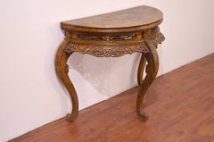 Mid-18th Century Chinese Half Moon Table in Northern Elm