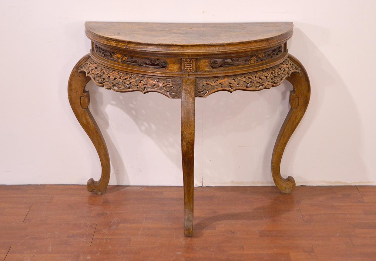 antique half moon table