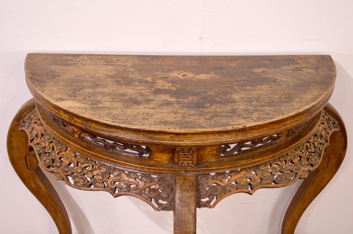 half moon antique table