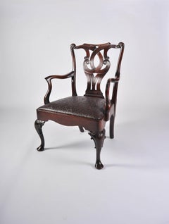 Chinese Open Armchair, Mid-18th Century, Mahogany, Rosewood, Cabriole Legs