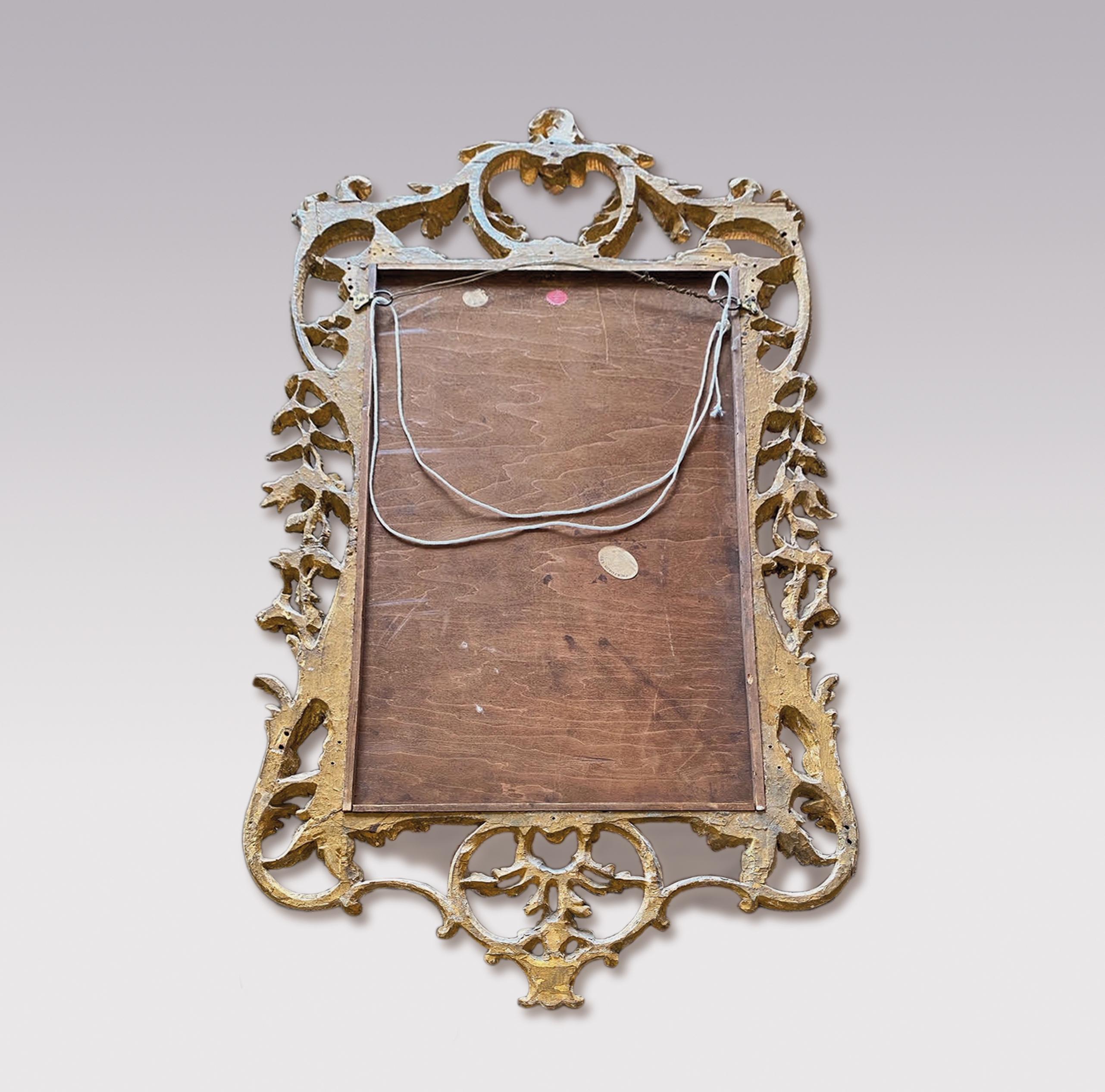 Giltwood Mid 18th Century Chippendale Period Mirror For Sale