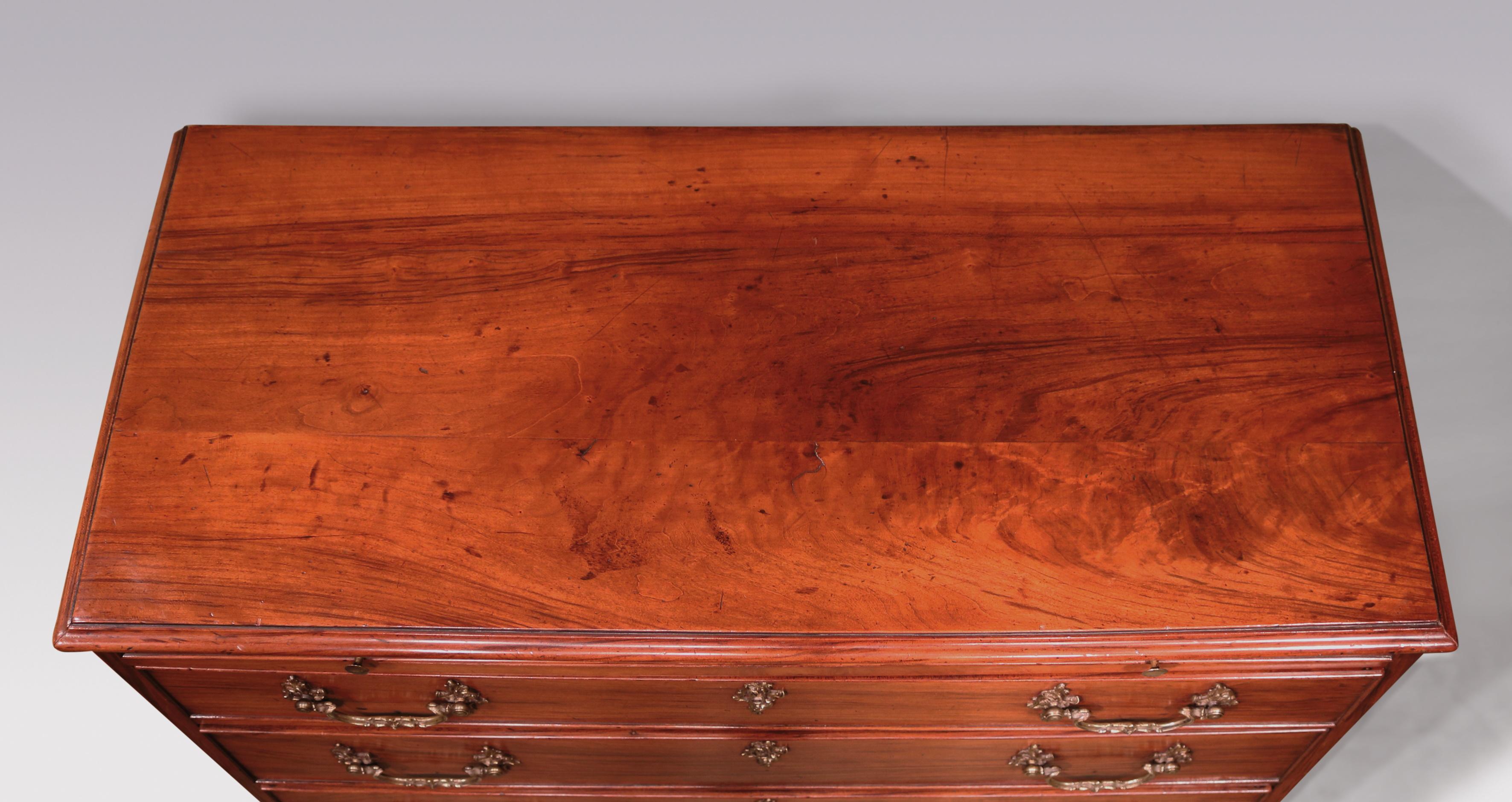 18th Century and Earlier Mid 18th Century Chippendale Period Padouk Wood Chest of Drawers For Sale