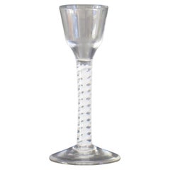 Mid-18th Century Cordial Wine Glass Hand Blown Cotton Twist Stem, English C 1765