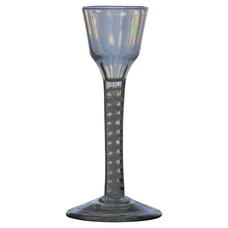Mid-18th Century Cordial Wine Glass Hand Blown Cotton Twist Stem, English C  1765