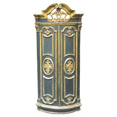 Italian Baroque Painted and Gilded Corner Cabinet