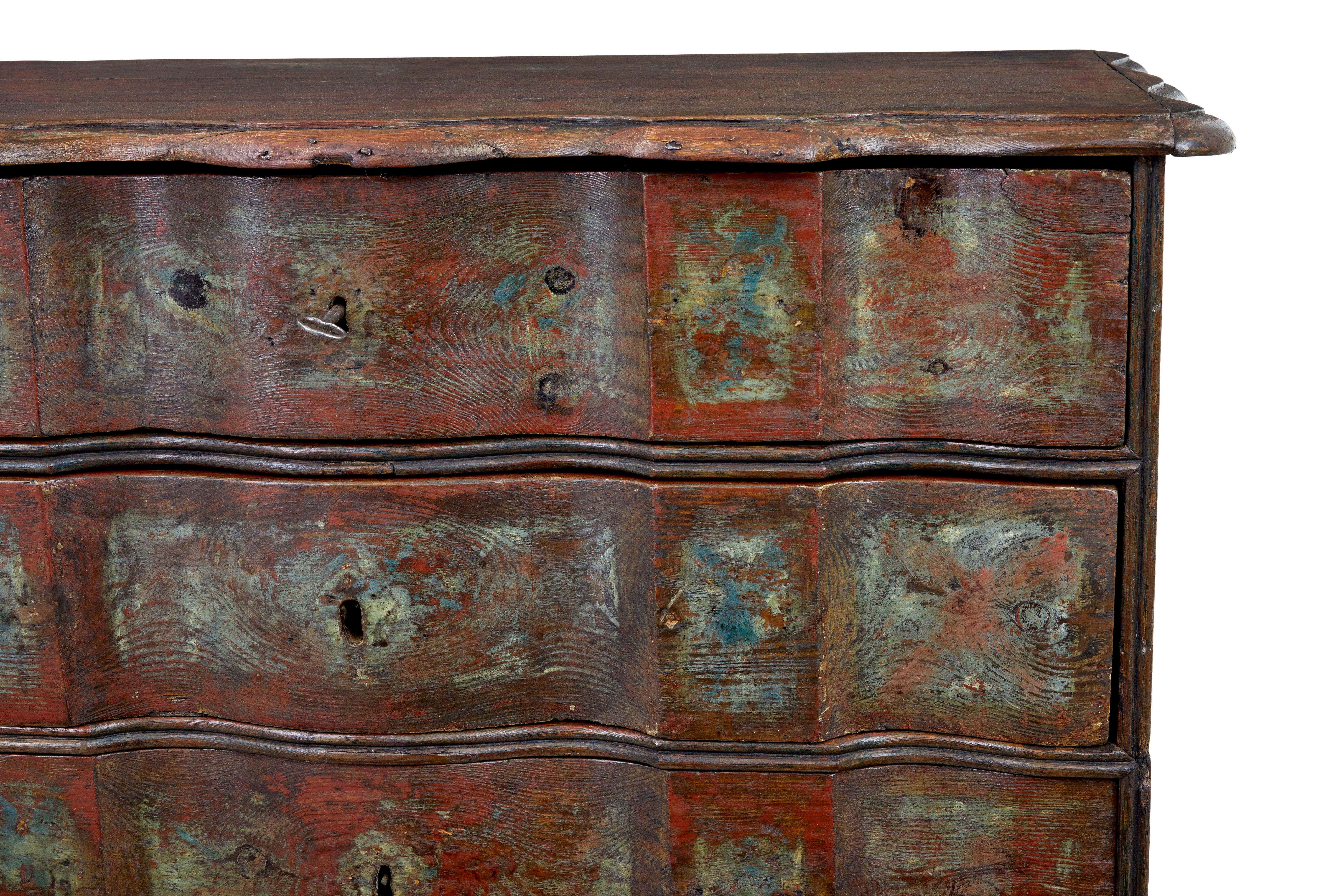 Mid 18th century Danish pine painted chest of drawers In Good Condition For Sale In Debenham, Suffolk