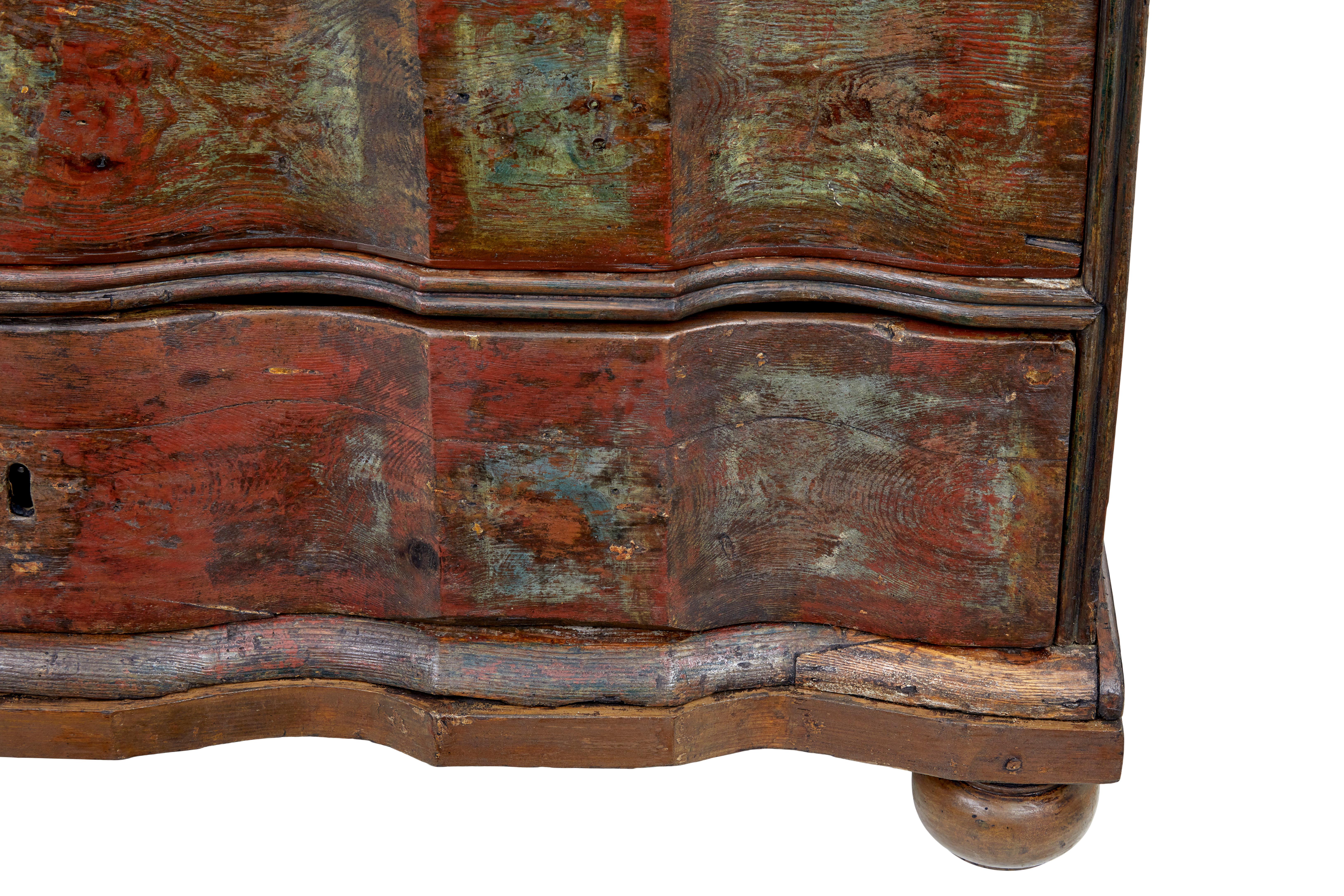18th Century Mid 18th century Danish pine painted chest of drawers For Sale