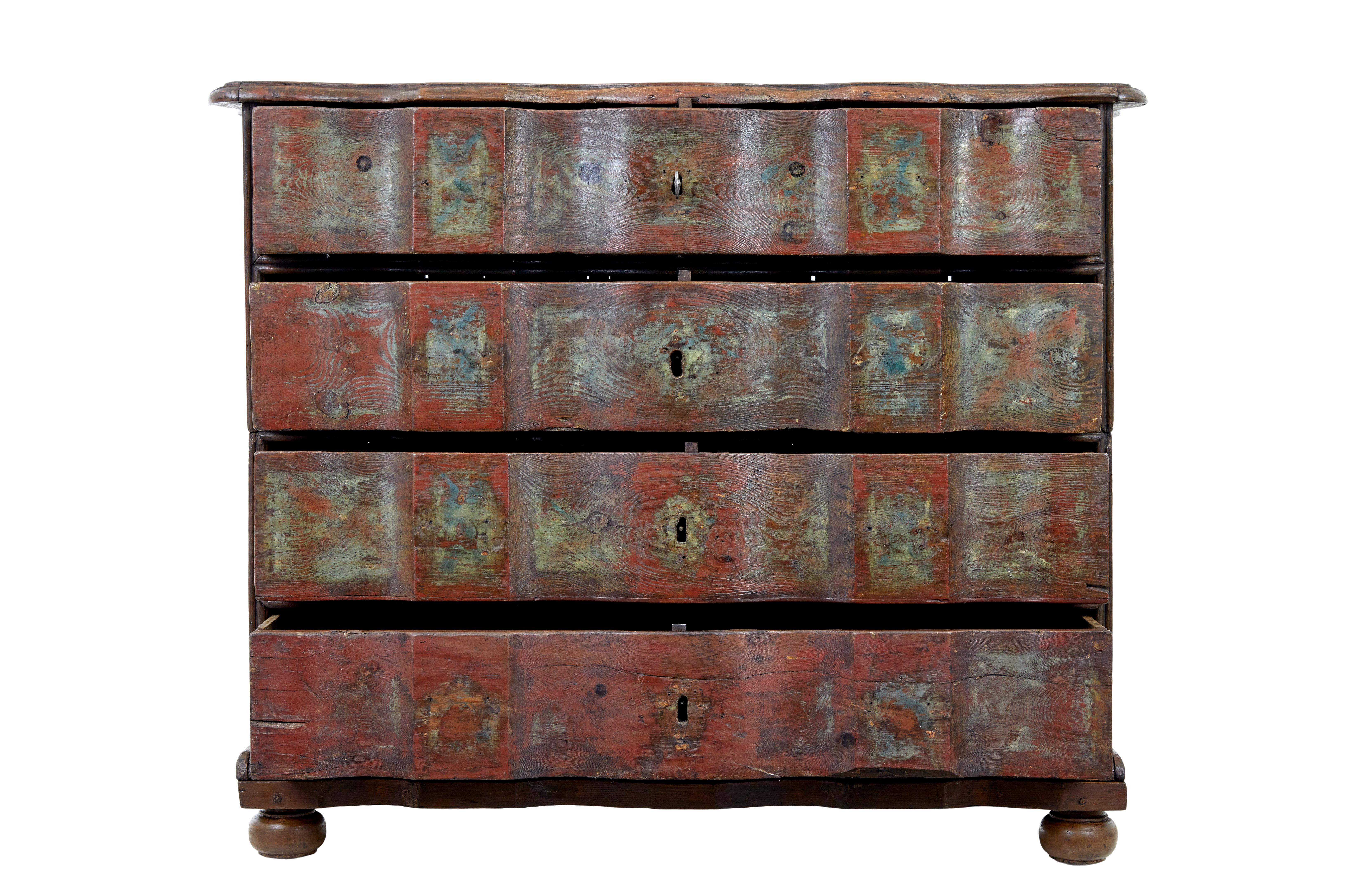 Mid 18th century Danish pine painted chest of drawers For Sale 1