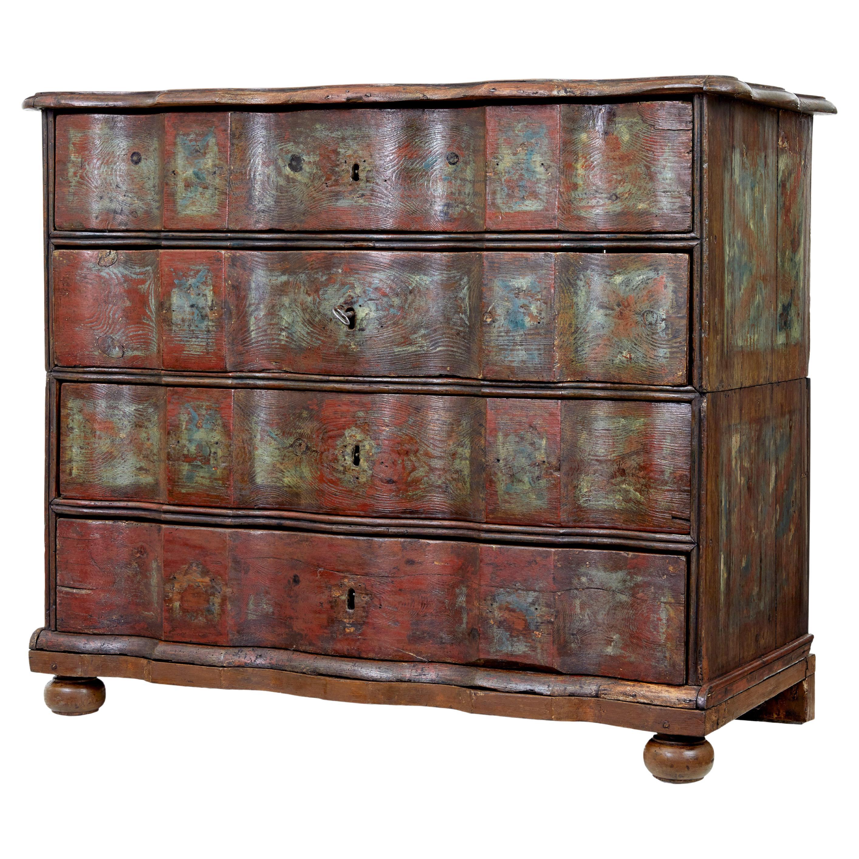 Mid 18th century Danish pine painted chest of drawers For Sale
