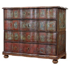 Mid 18th century Danish pine painted chest of drawers