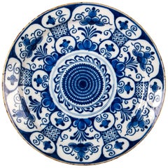 Antique Mid-18th Century, Delft Faience Round Dish, circa 1750