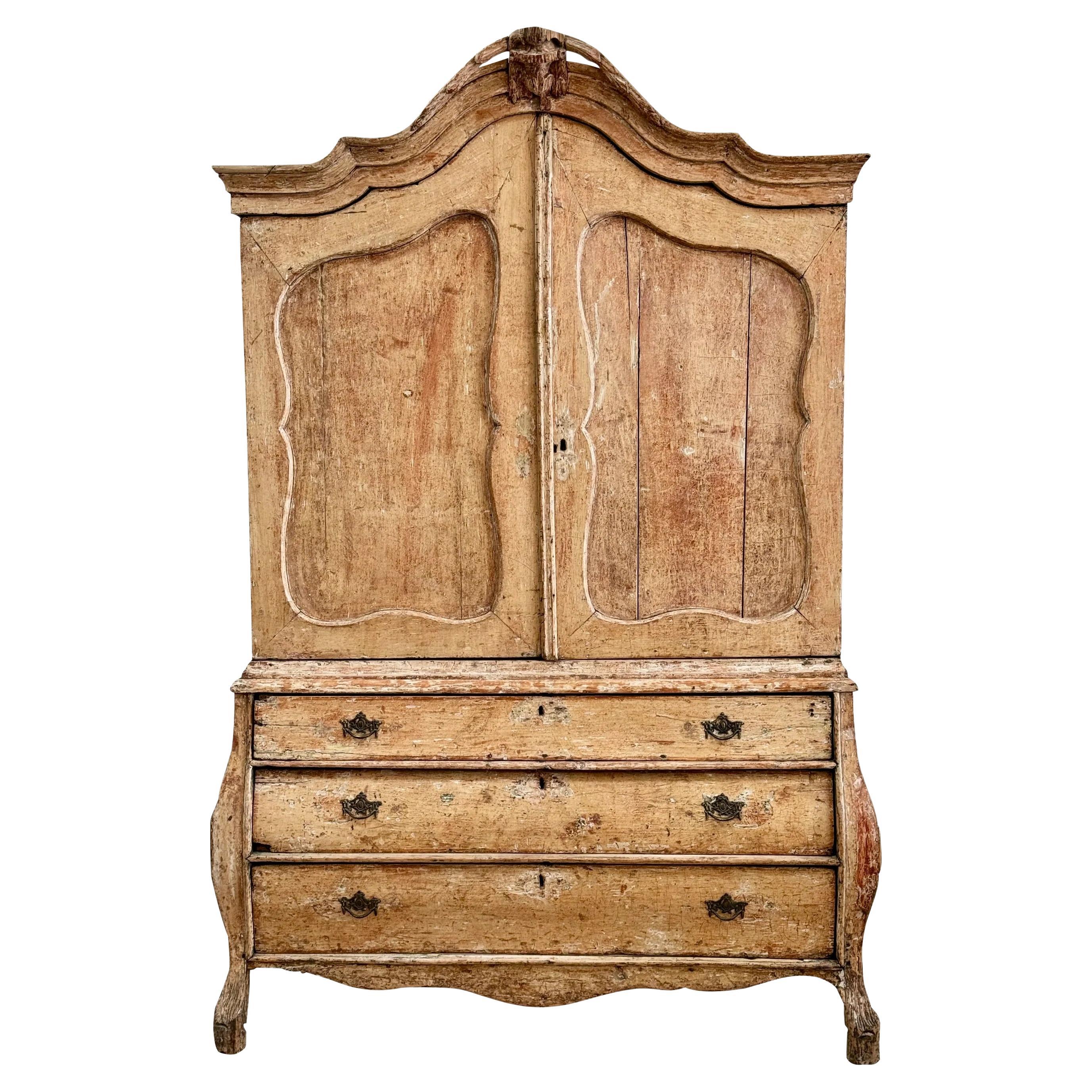 Mid-18th Century Dutch cabinet, C. 1740, Smaller proportions, hand-scraped finis