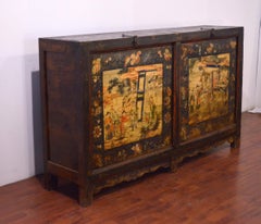 Mid-18th Century Elm Chinese Buffet Hand-Painted