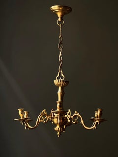 Mid-18th Century English Brass Six-light Chandelier