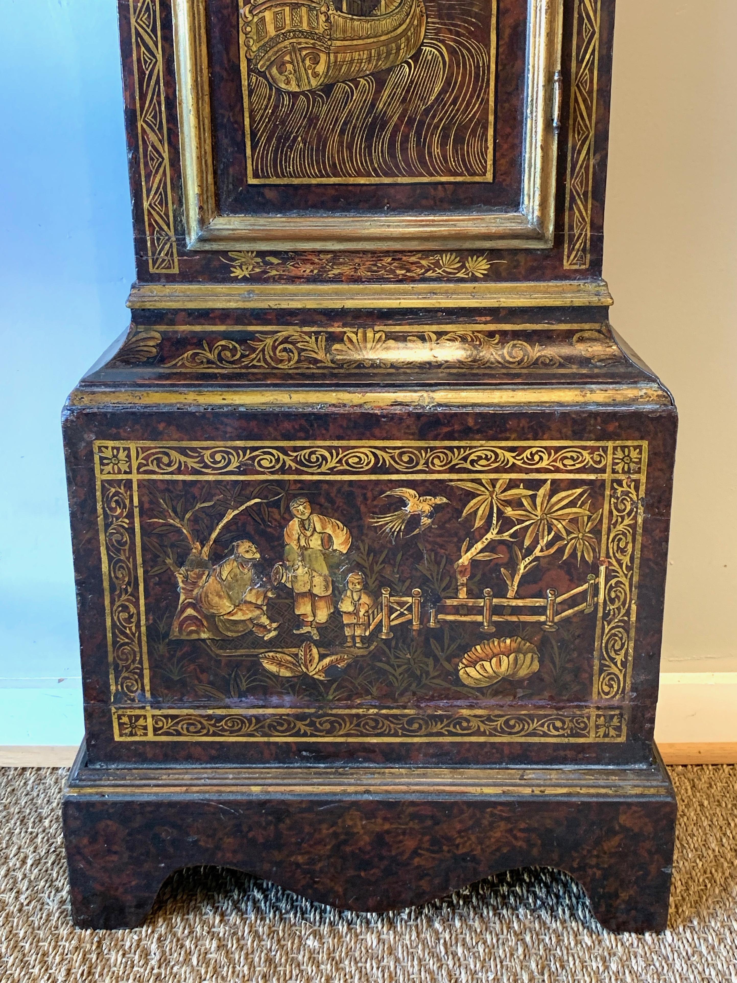 Mid-18th Century English Chinoiserie Decorated Tall Case Clock 3