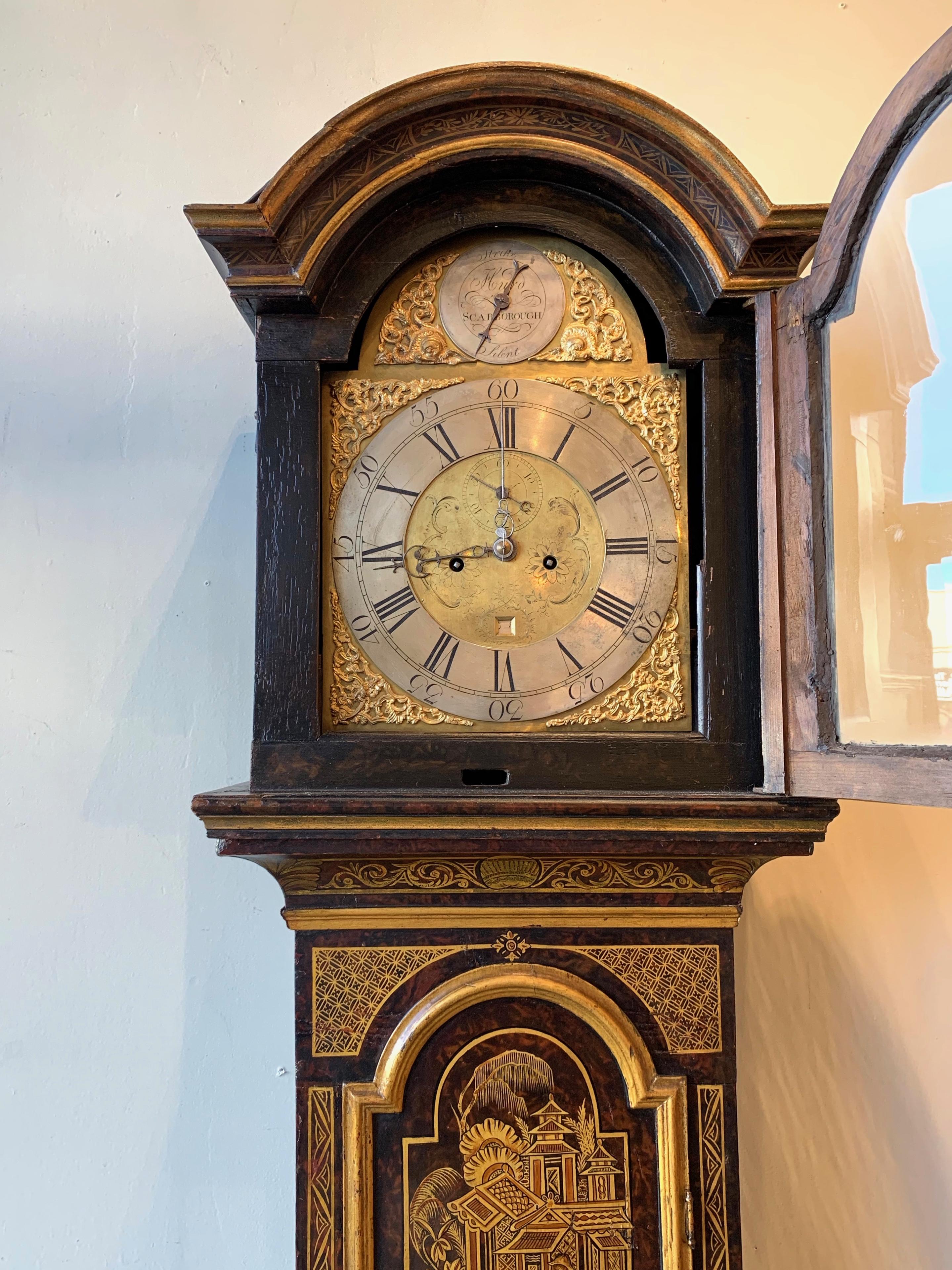 Mid-18th Century English Chinoiserie Decorated Tall Case Clock 4