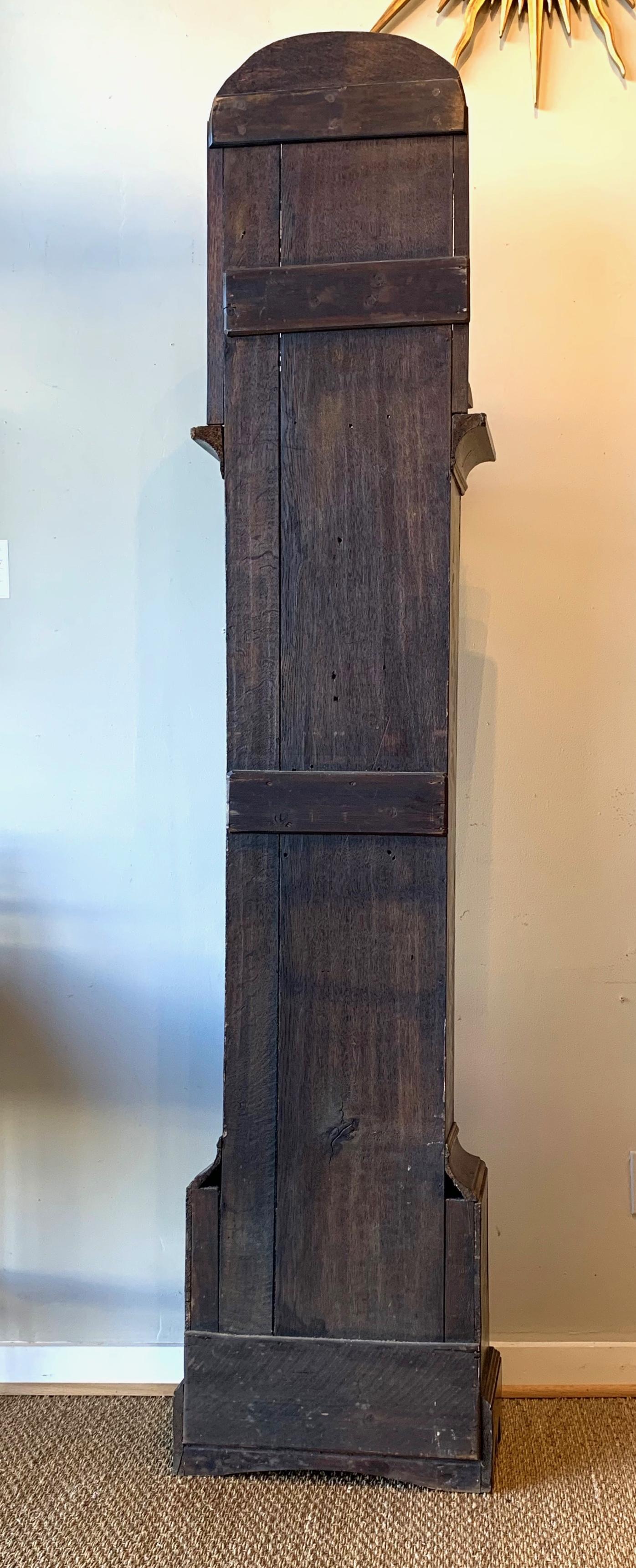 Wood Mid-18th Century English Chinoiserie Decorated Tall Case Clock