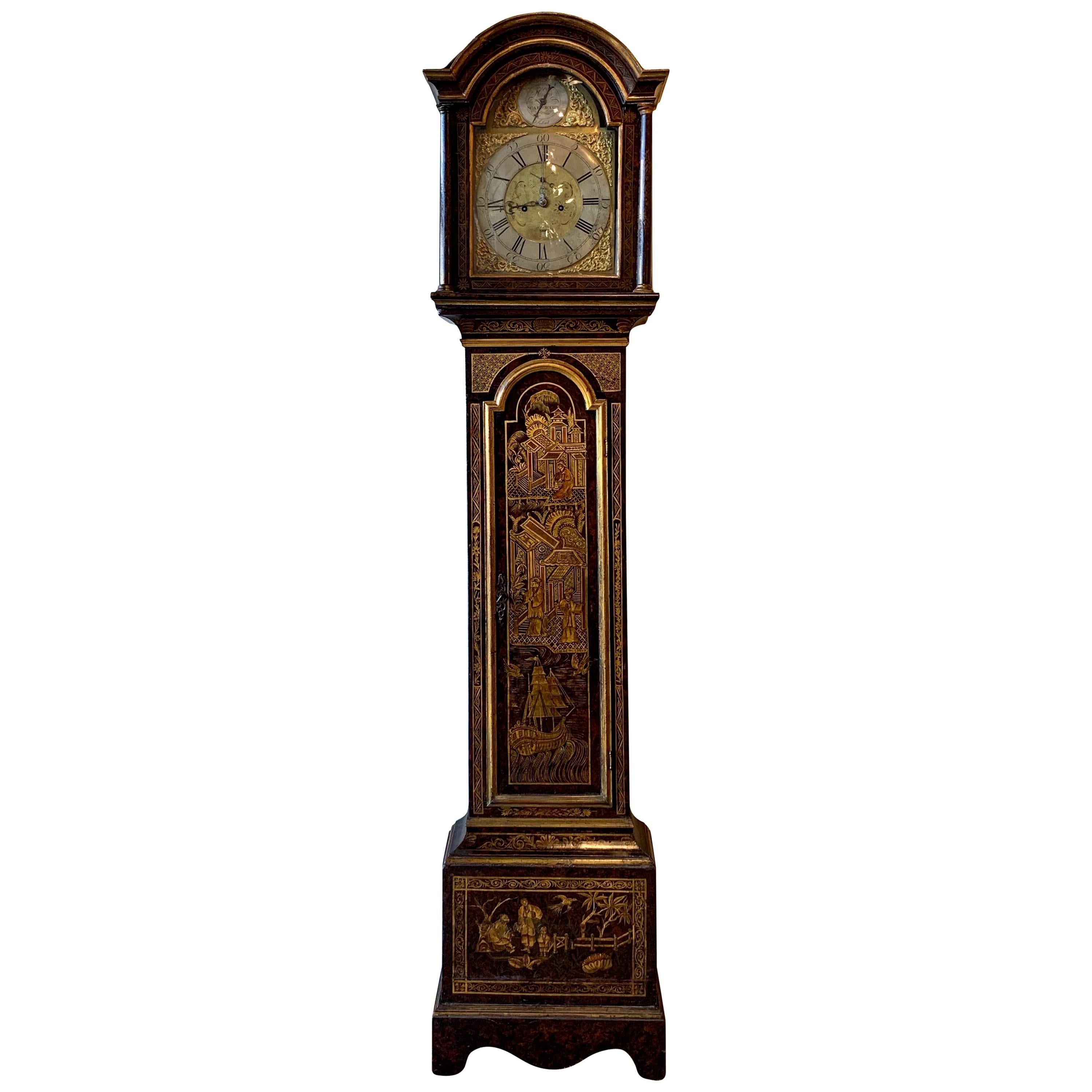Mid-18th Century English Chinoiserie Decorated Tall Case Clock
