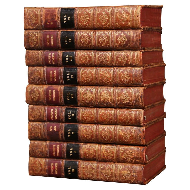 Mid-18th Century English Leather Bound Books Alexander Pope's Work Dated  1756 at 1stDibs