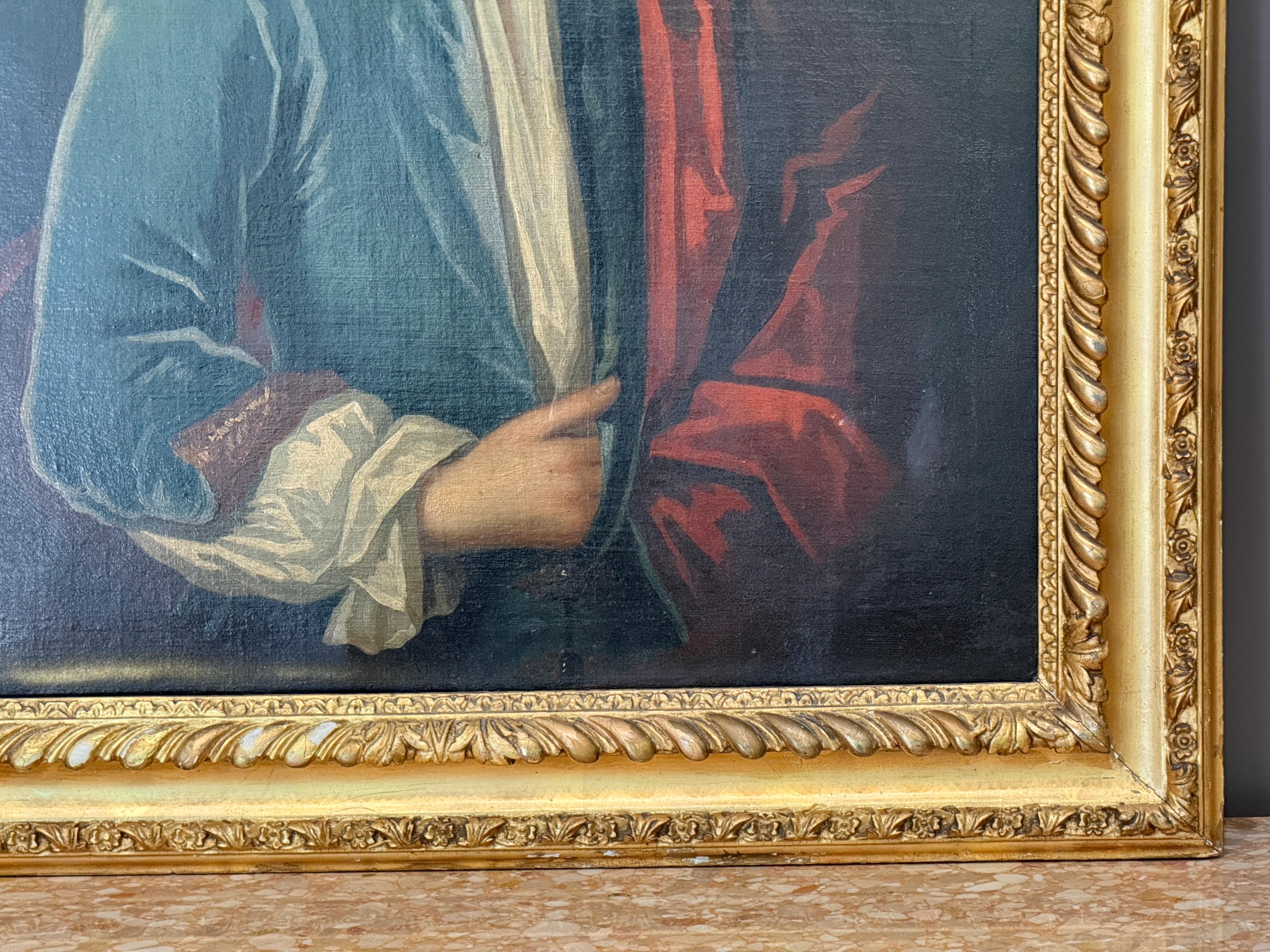 Huile sur toile anglaise du milieu du XVIIIe siècle Portrait d'un jeune homme Bon état - En vente à Charlottesville, VA